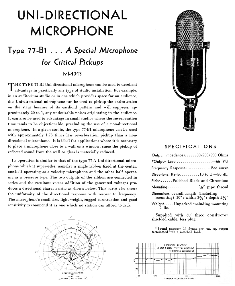RCA 77-B1 specifications