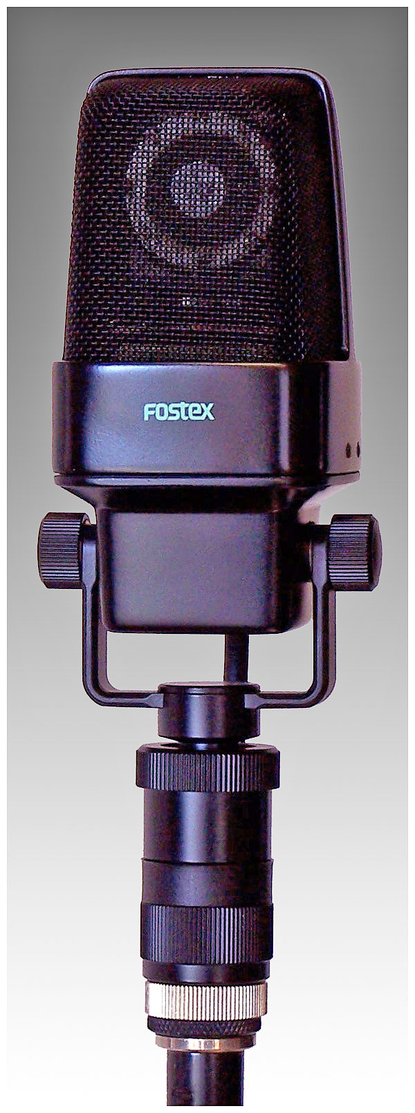 One of ten black Fostex M11RP mics
