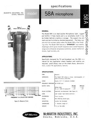 McMartin 58A specification sheet