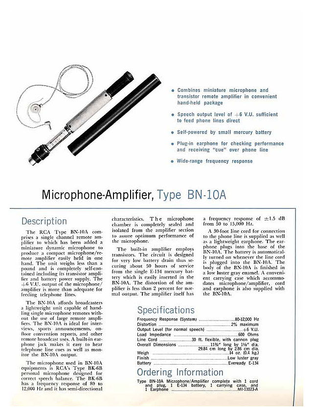 RCA BN-10A microphone amplifier