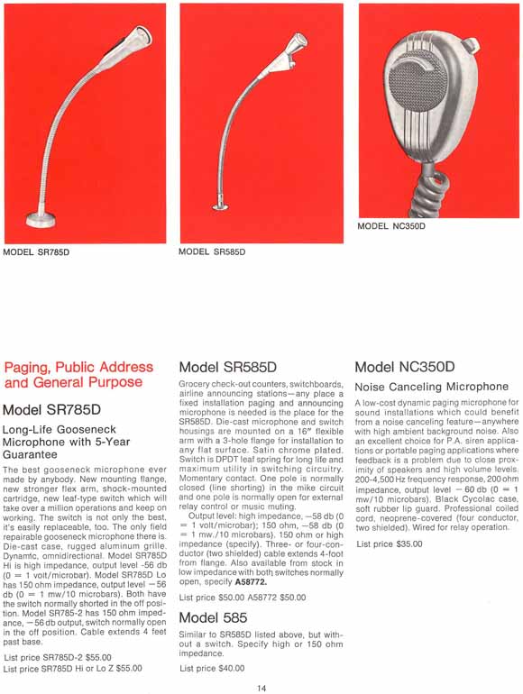 Turner 1972 microphone catalog