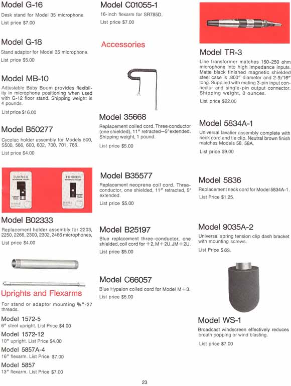 Turner 1972 microphone catalog